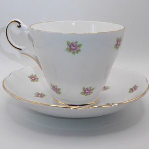Regency English Cup and Saucer Bone China- Pink Roses - Made in England
